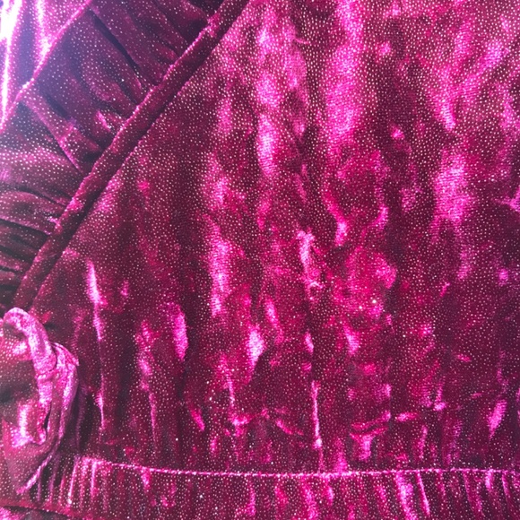 🔸5/20$!!! Crushed Velvet Sparkly Burgundy Pantsuit With Ruffles-EUC - Picture 5 of 9